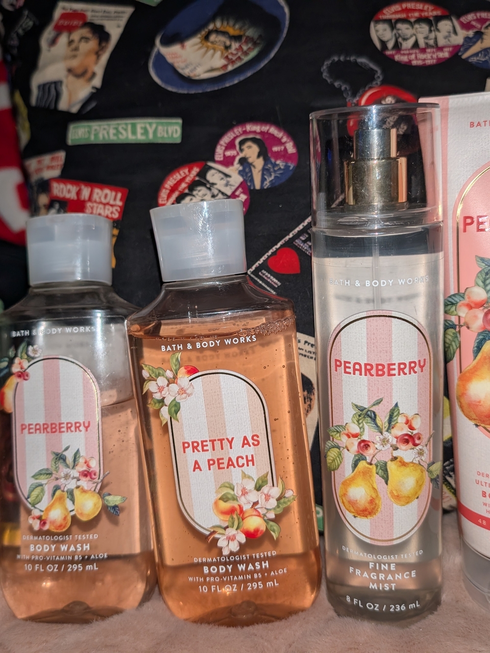 Bath & Body Works Pearberry & Pretty As A Peach Bath Trio - Pink, Peach, Gold